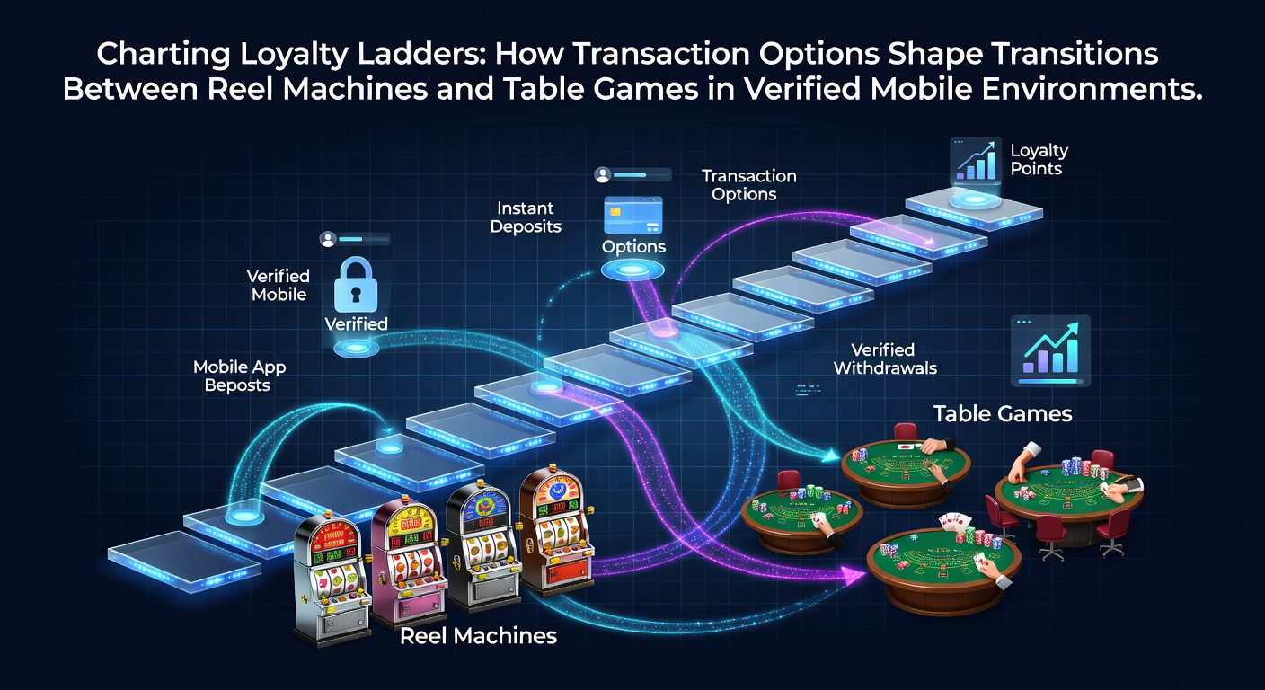 Illustration von mobilen Casino-Plattformen mit Walzenautomaten und Übergängen zu Tischspielen sowie Loyalitätsstufen