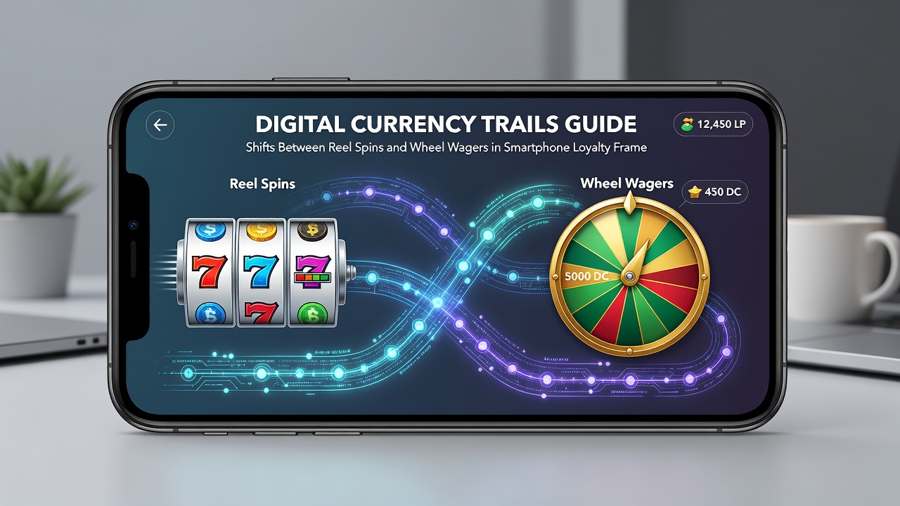Smartphone-Loyalitätsrahmen mit digitalen Währungswegen zwischen Slots und Roulette