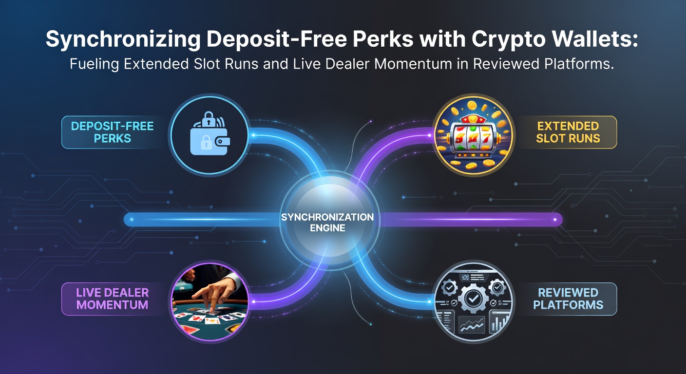 Darstellung einer Crypto-Wallet-Integration mit einzahlfreien Boni in einem Online-Casino, die Slot-Sessions verlängert
